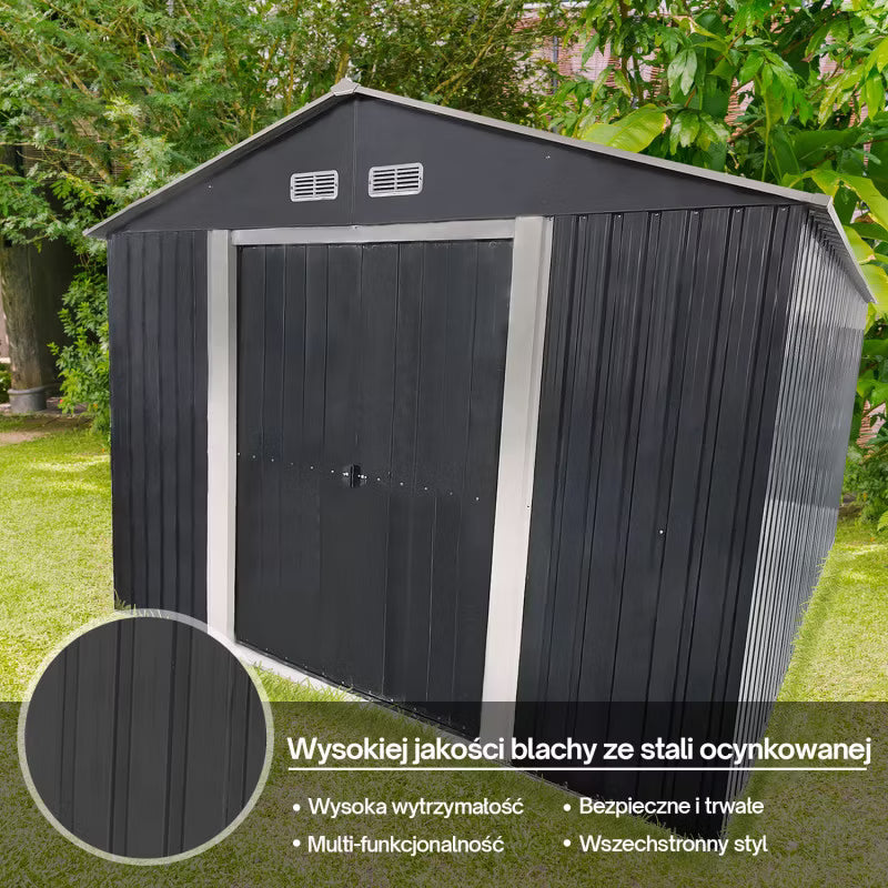 Redskabsskur 367x301x214 cm Antracit Stål