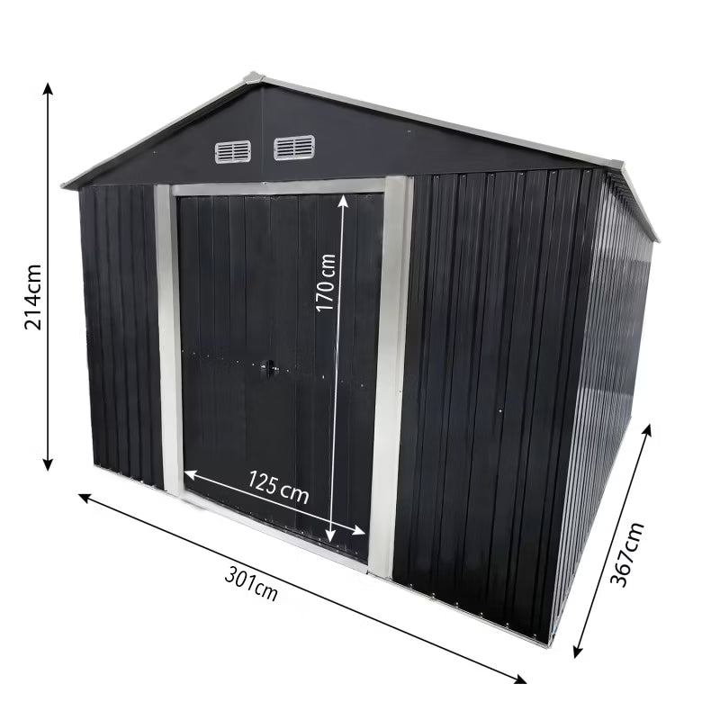 Redskabsskur 367x301x214 cm Antracit Stål