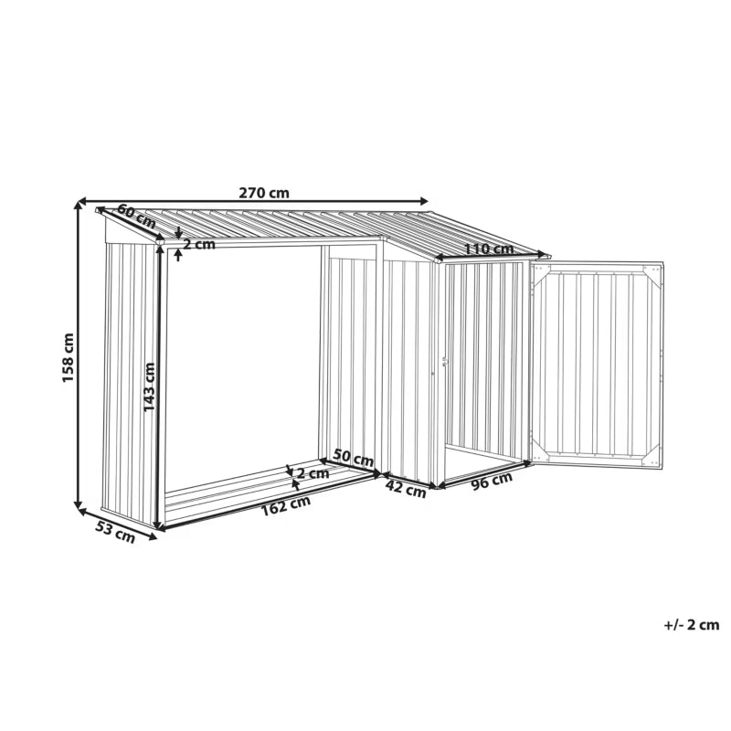 Redskabsskur Aosta 270x105 cm Sort Stål