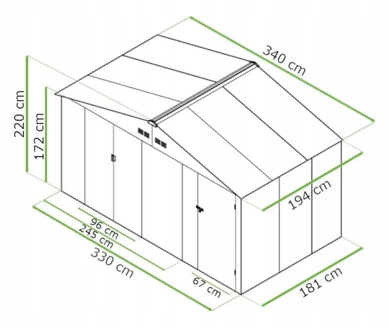 Redskabsskur Falcon 340x194 cm Metal