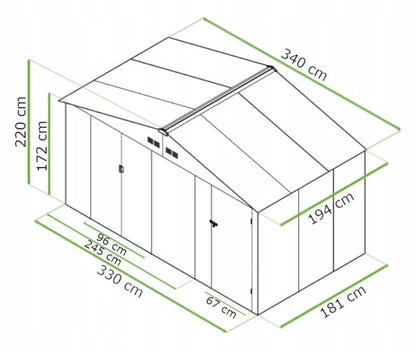 Redskabsskur Falcon 340x194 cm Metal