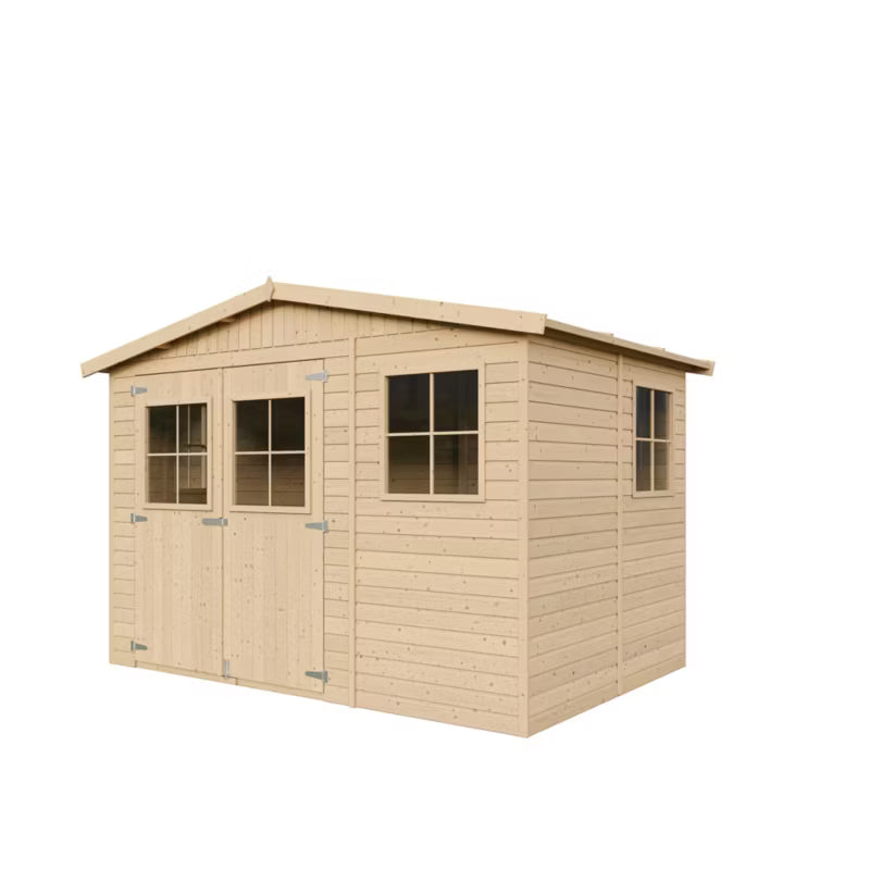 Redskabsskur i Træ 324x216 cm Natur med Gulv