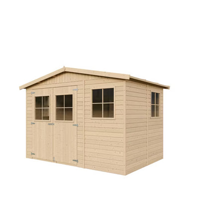 Redskabsskur i Træ 324x216 cm Natur med Gulv