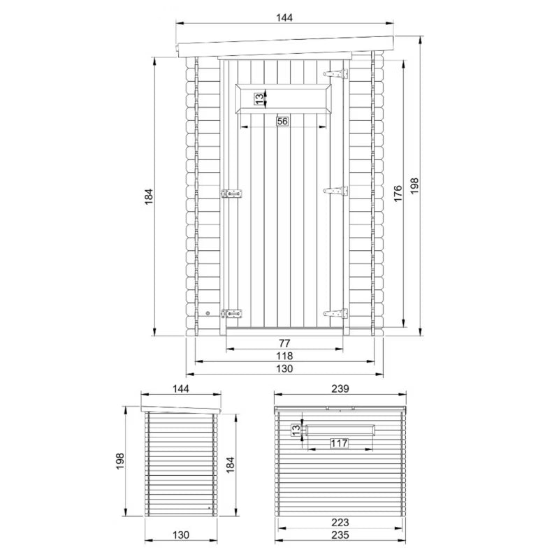 Redskabsskur M306A 144x239 cm Natur Træ 2,63 m²