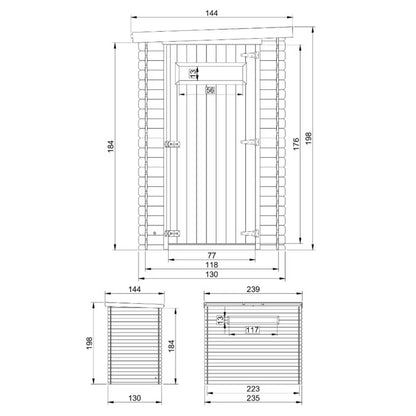 Redskabsskur M306A 144x239 cm Natur Træ 2,63 m²