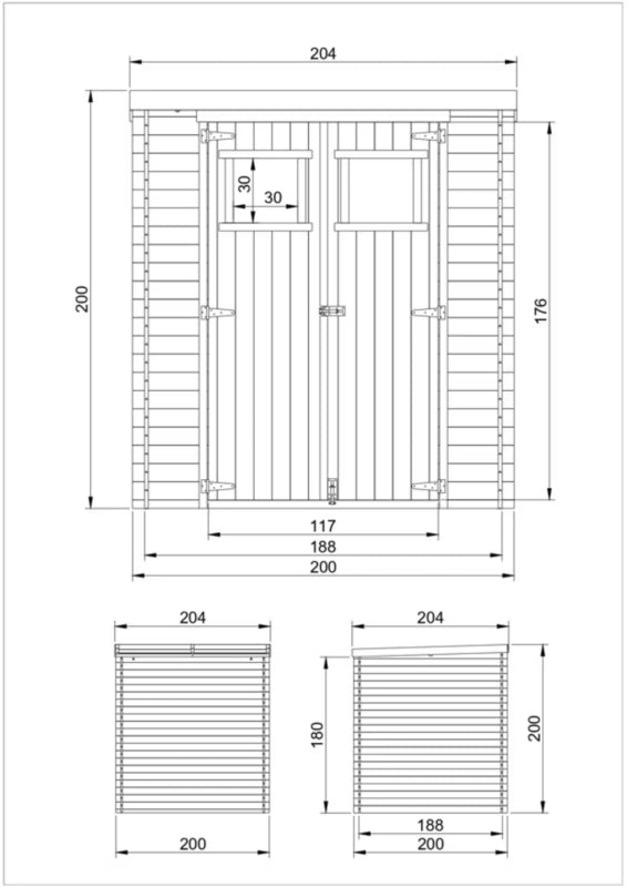 Redskabsskur M309 204x204 cm Træ Natur 3,53 m²