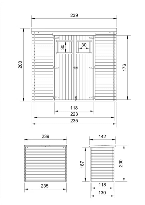 Redskabsskur M310 2,63 m² Natur Træ 19 mm