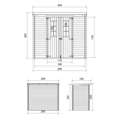 Redskabsskur M311C 2,22 m² Natur Træ