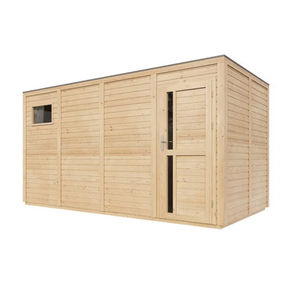 Redskabsskur M327F1+M327G 404x202 cm Træ Natur 8,16 m²