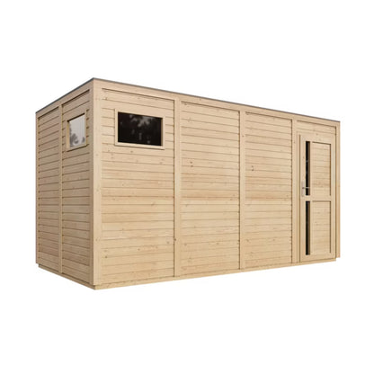 Redskabsskur M327F1+M327G 404x202 cm Træ Natur 8,16 m²