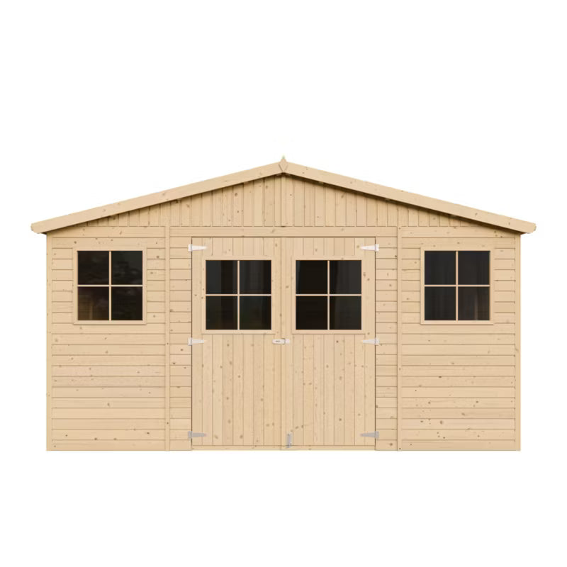 Redskabsskur M330 401x395 cm Natur Træ 16 m²