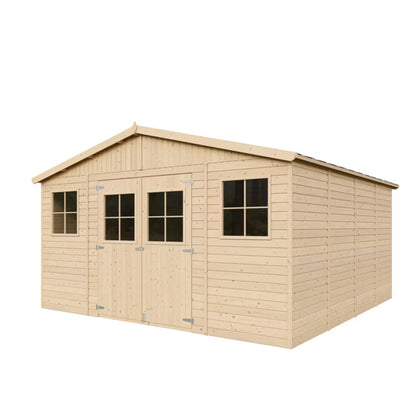 Redskabsskur M330 401x395 cm Natur Træ 16 m²