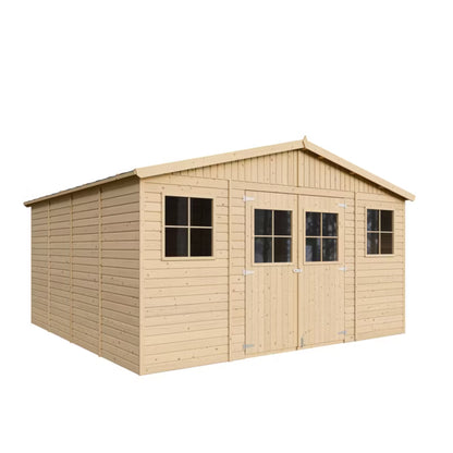 Redskabsskur M330 401x395 cm Natur Træ 16 m²