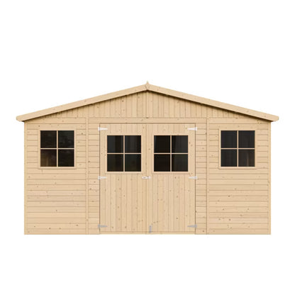 Redskabsskur M330 401x395 cm Natur Træ 16 m²