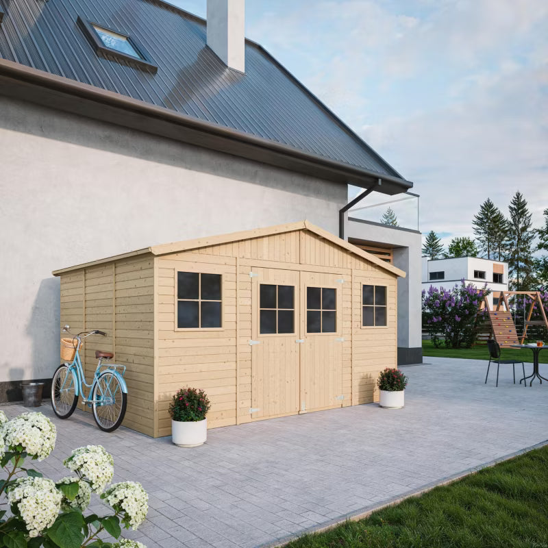 Redskabsskur M331M331G 12 m² Natur Træ med Gulv