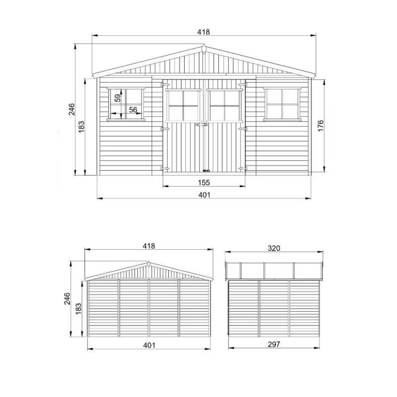 Redskabsskur M331M331G 12 m² Natur Træ med Gulv