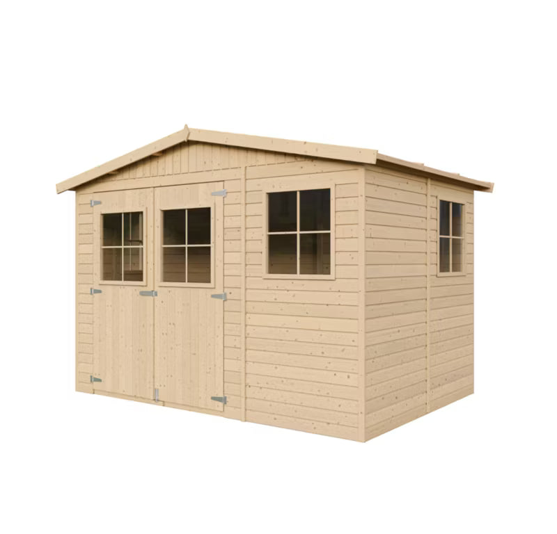 Redskabsskur M334 324x216 cm Træ Natur 6 m²