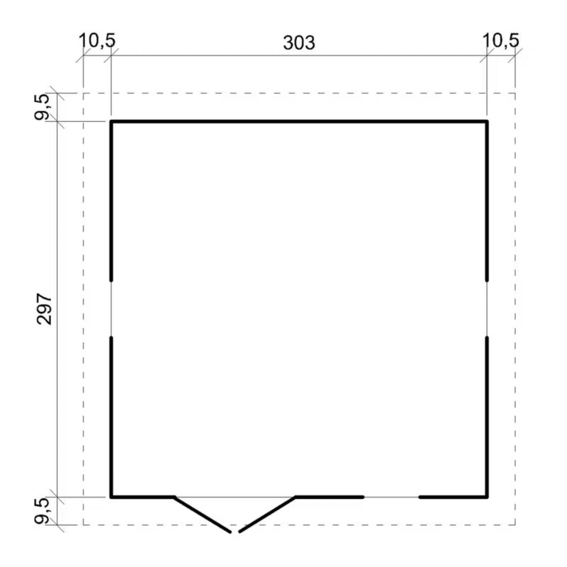 Redskabsskur M335 316x324 cm 9 m² Træ