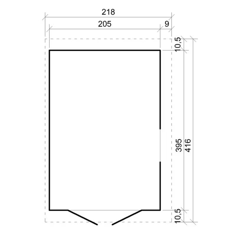 Redskabsskur M340A 218x416 cm Natur 8,1 m²