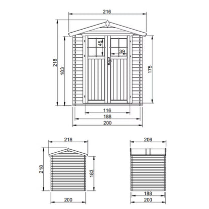 Redskabsskur M343F 200x200 cm Træ 3,53 m²