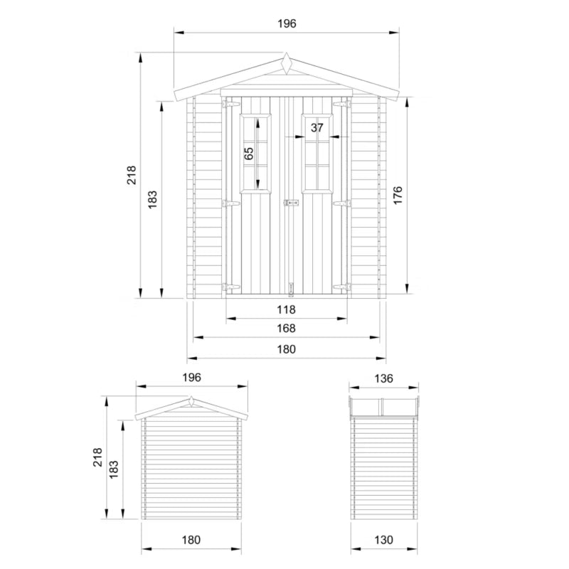 Redskabsskur M367C 196x136 cm 1,98 m² Natur Træ