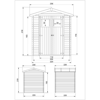 Redskabsskur M369 226x236 cm 4,33 m² Træ Natur