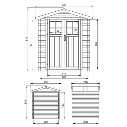 Redskabsskur M369F 226x236 cm Natur 4,33 m²
