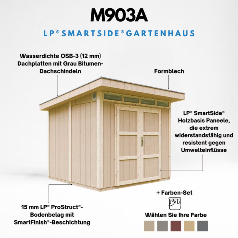 Redskabsskur M903A 6 m² med Gulv Natur