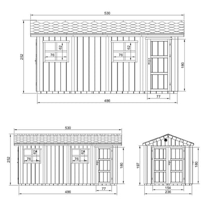 Redskabsskur M915C 11,47 m² med Gulv og Tagpap