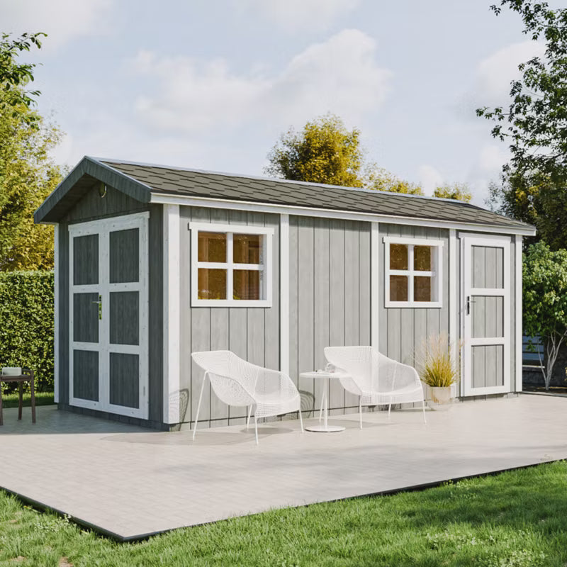 Redskabsskur M915C 11,47 m² med Gulv og Tagpap