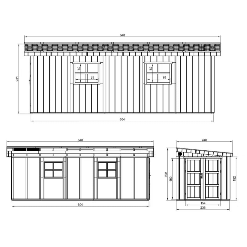 Redskabsskur M941 248x648 cm Grå 14,3 m²