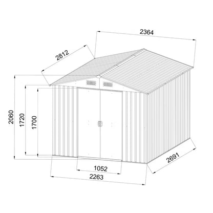Redskabsskur Metal 6,09 m² Grå