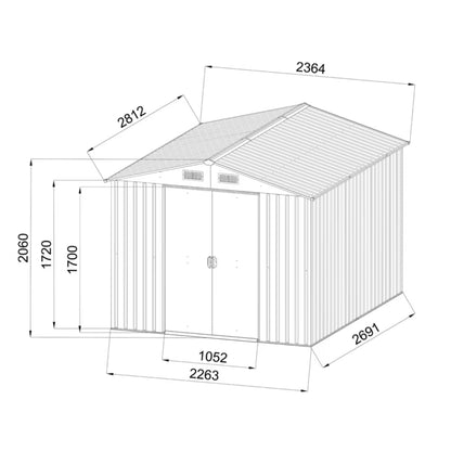 Redskabsskur Metal 6,09 m² Grå