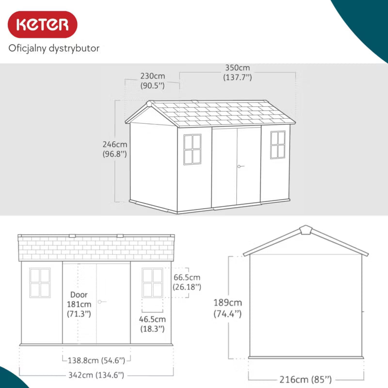 Redskabsskur Newton Plus 11x7,5 350x230x246 cm Brun