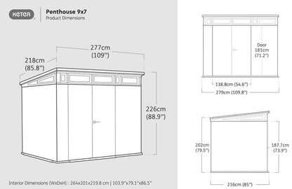 Redskabsskur Penthouse 277x218 cm Brun