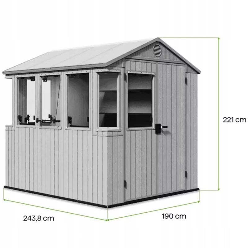 Redskabsskur Potting Shed 190x244 cm Grøn 4,64 m²