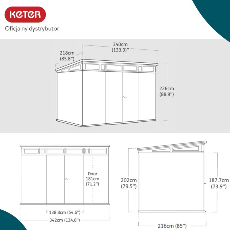 Redskabsskur Signature Penthouse 11x7 342x218 cm Valnød