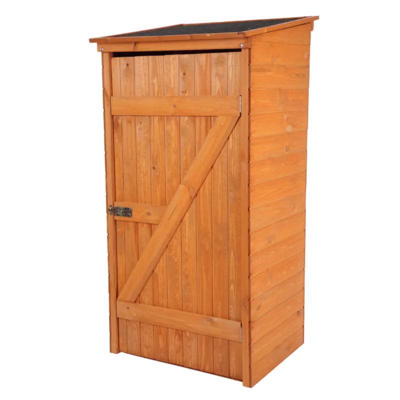 Redskabsskur Træ 149x73x69 cm Brun med Gulv og Tagpap