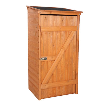 Redskabsskur Træ 149x73x69 cm Brun med Gulv og Tagpap