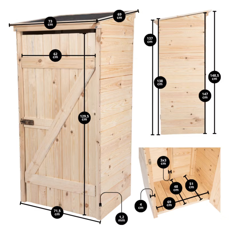 Redskabsskur Træ 149x73x69 cm Brun med Gulv og Tagpap