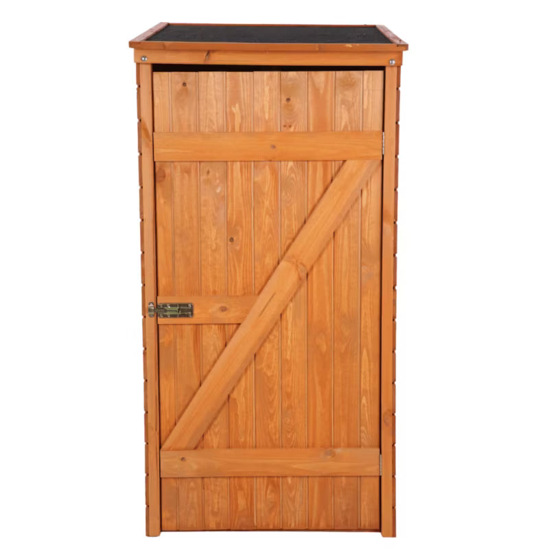 Redskabsskur Træ 149x73x69 cm Brun med Gulv og Tagpap