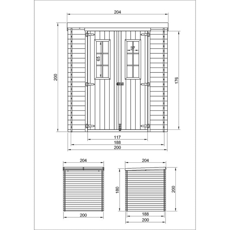 Redskabsskur Træ M309C 204x204 cm Natur 3,53 m²