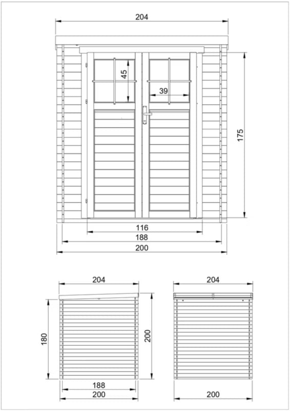 Redskabsskur Træ M309F 200x200 cm 3,53 m² Natur