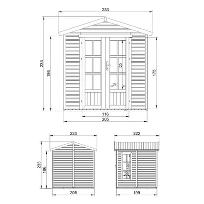 Redskabsskur Træ M351FB 233x222 cm Natur 4 m²