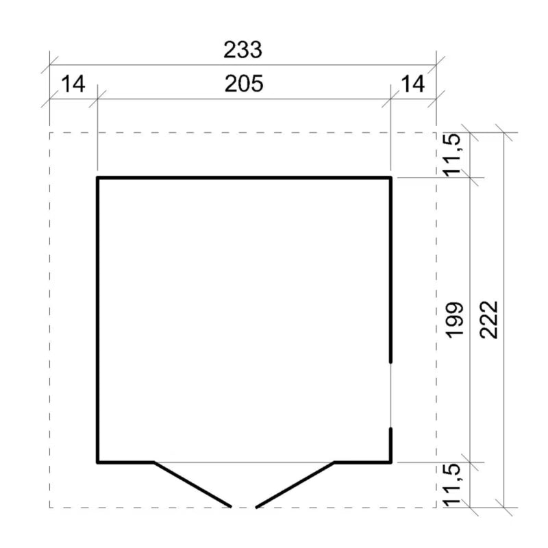 Redskabsskur Træ M351FB 233x222 cm Natur 4 m²