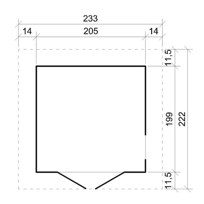Redskabsskur Træ M351FB 233x222 cm Natur 4 m²