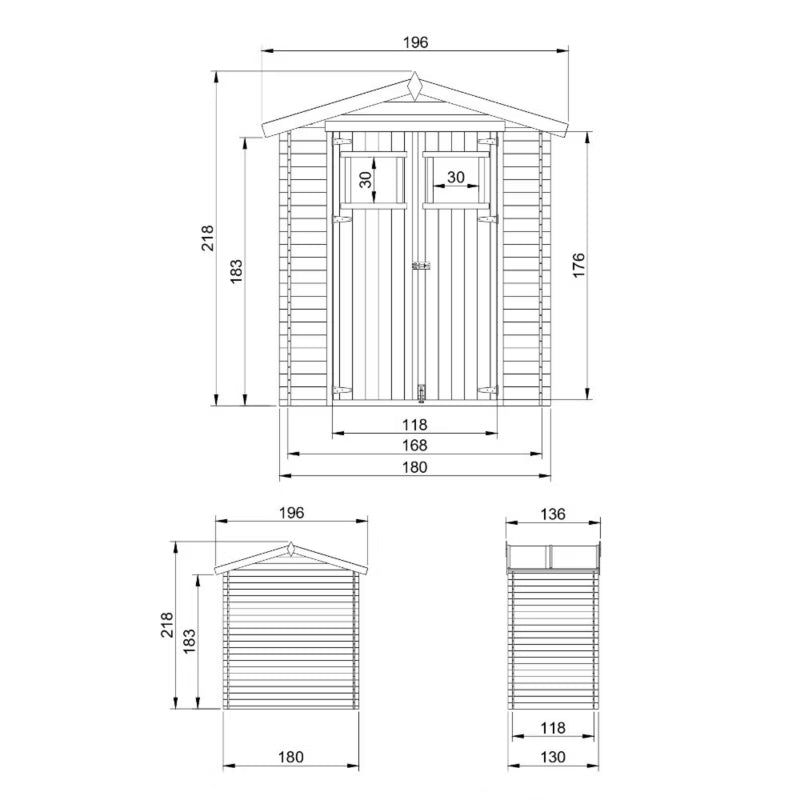 Redskabsskur Træ M367 1,98 m² Natur 19 mm