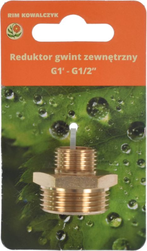 Messing reduktionsstykke med udvendigt gevind 1" - 1/2"