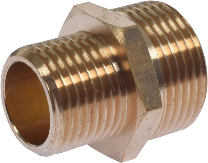 Messing reduktor med udvendigt gevind 1/2" - 3/4" type 1