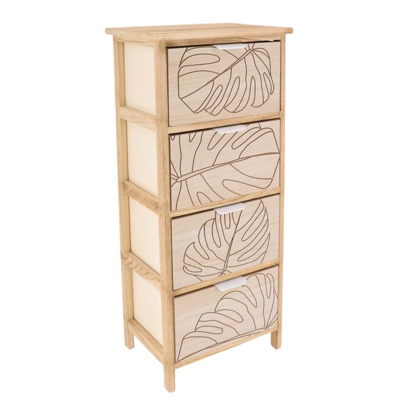 4-etagers Reol med 4 Skuffer 86x37,5x27,5 cm Beige | 3664323187571
